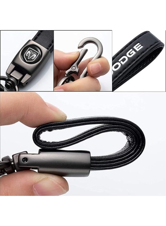 Genuine Leather Car Keychain compatible with Dodge Challenger Dakota Charger Ram 1502 Durango Caravan Key Chain Keyring Family Present for Man and Woman, Dq Key Chain Jd, 1 - Image 4